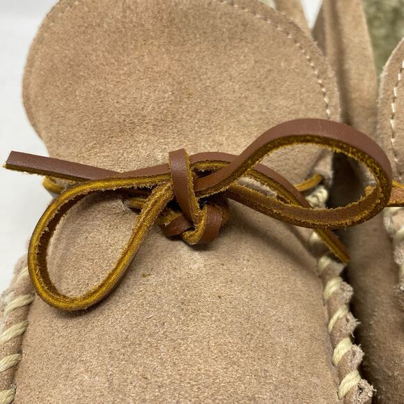 Cabelas Suede Sherpa Slippers Mens Size 12 M Cozy Cabincore Neutral - Picture 9 of 12